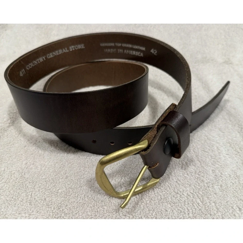 Country General Store CGS Mens Leather Belt Size 42 Brown Western Made in USA